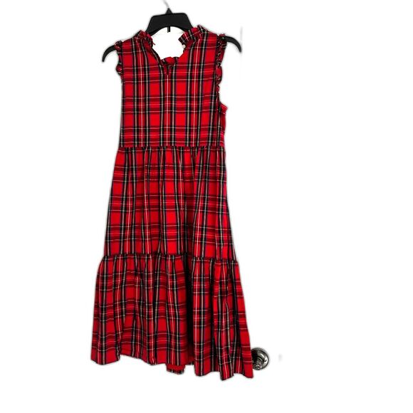 J.Crew Red Plaid Sleeveless Midi Dress – Size 8P - Picture 3 of 7